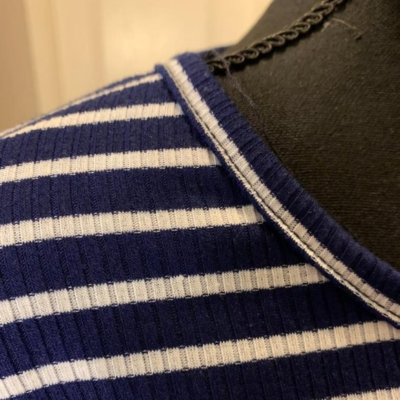 Charlotte Russe | Blue Striped Flair Sleeve Dress - Picture 5 of 8